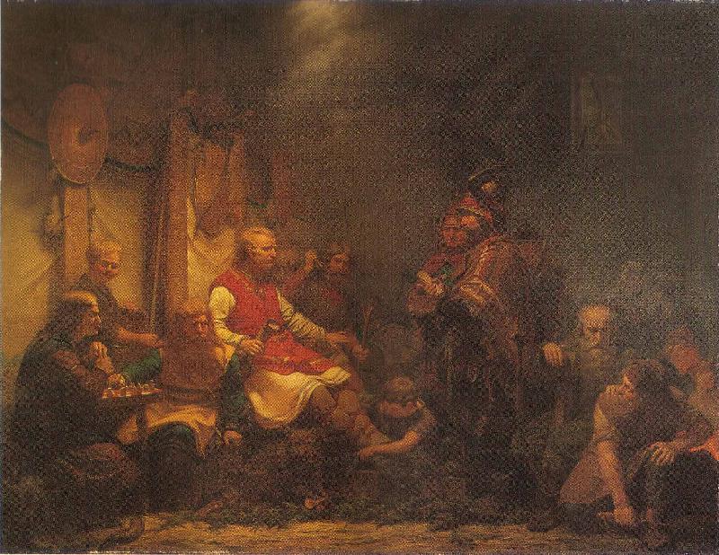 august malmstrom Konung Ellas sandebud infor Ragnar Lodbroks soner oil painting picture